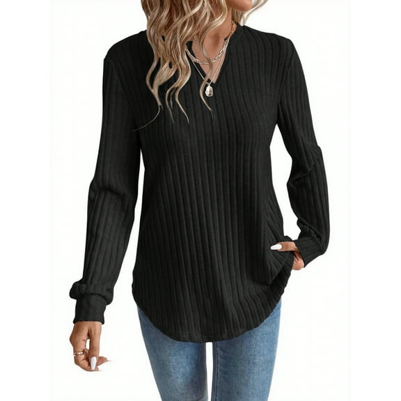 DOKOTOO Women's Tunic Tops Long Sleeve V Neck Casual Pullover Shirts Winter Lightweight Sweaters