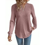 DOKOTOO Women's Tunic Shirts Long Sleeve V Neck Dressy Blouse Tops