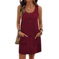 thumbnail image 1 of DOKOTOO Women's Sleeveless Tank Dress Buttons A-Line Dresses Daily Mini Dresses, 1 of 8