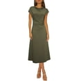 thumbnail image 1 of DOKOTOO Women's Summer Flowy A-Line Midi Dress for Party & Cocktail | Soft Cowl Neck, Ruched Waist with Cap/Short Sleeves Dresses, 1 of 8