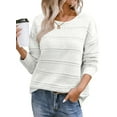 thumbnail image 1 of DOKOTOO Women's Sweaters Crochet Hollow Out Fall Winter Boat Neck Lightweight Pullover Sweaters for Women​, 1 of 11
