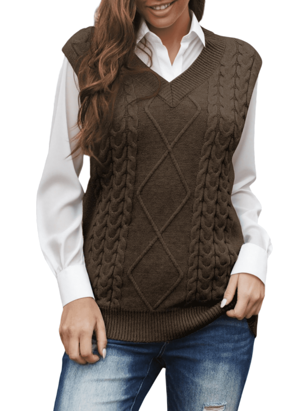 Dokotoo Women's Clothing, Khaki Sleeveless Cable Knit