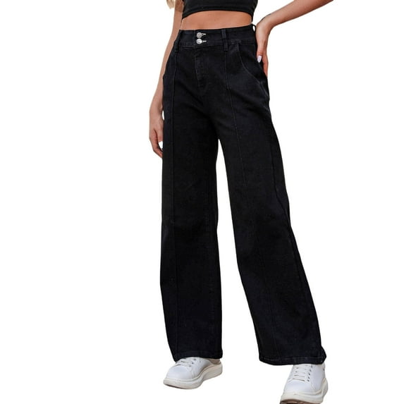 DOKOTOO Women's Wide Leg Baggy Jeans High Waisted Stretch Loose Jeans Trendy Denim Pants
