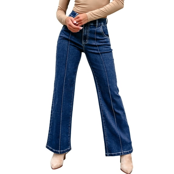 DOKOTOO Women's Wide Leg Jeans High Waist Vintage Pants Casual Denim Trouses