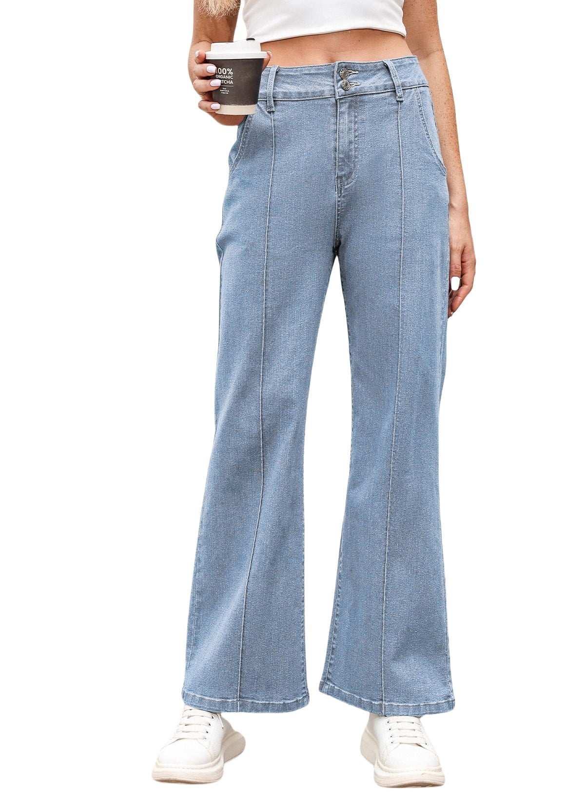 DOKOTOO Women's Wide Leg Jeans High Waisted Baggy Jeans Loose Fit Denim ...