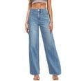 thumbnail image 1 of DOKOTOO Women's Wide Leg Jeans High Waisted Strechy Raw Hem Frayed Hem Denim Pants, 1 of 12