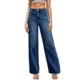 thumbnail image 1 of DOKOTOO Women's Wide Leg Jeans High Waisted Strechy Raw Hem Frayed Hem Denim Pants, 1 of 9