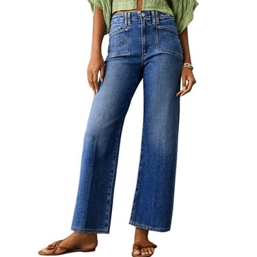 DOKOTOO Women's Wide Leg Jeans High Waisted Stretchy Boyfriend Denim Pants Trendy 2025 with Big Pocket