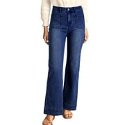 DOKOTOO Women's Wide Leg Jeans High Waisted Stretchy Straight Leg Denim Pants with Pockets Loose Fit Trendy Jeans for Casual (Sizes 4-18)