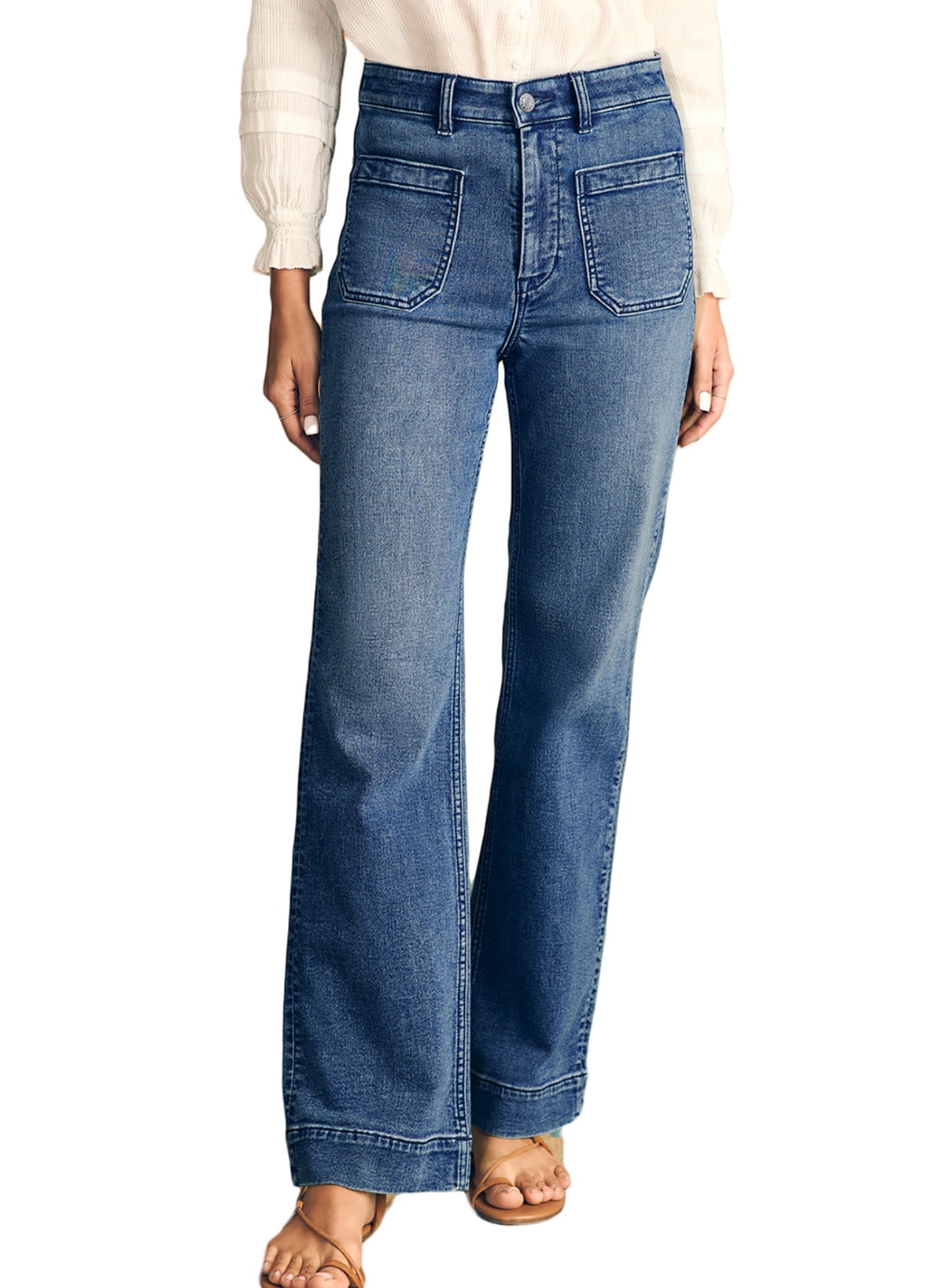 DOKOTOO Women's Wide Leg Jeans High Waisted Stretchy Straight Leg Denim ...