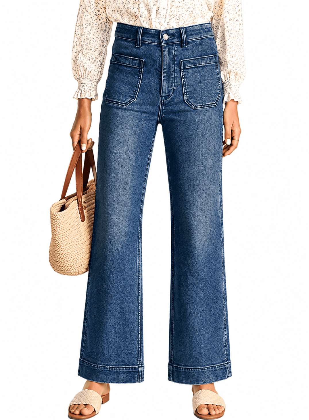 Women's Wide Leg Jeans High Waisted Stretchy Straight Leg Denim Pants with Pockets Loose Fit Trendy Jeans for Casual (Sizes 4-18)