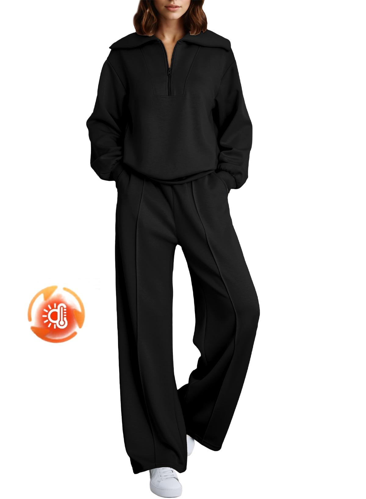 Time & Tru Women's Waffle Lounge Hoodie and Sweatpants Set