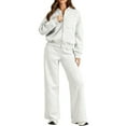 thumbnail image 1 of DOKOTOO Womens Sweatsuits 2 Piece Outfits Oversized Fleece Zip up Long Sleeve Sweatshirt with Wide Leg Sweatpants Tracksuit Lounge Sets, 1 of 10