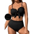 thumbnail image 1 of DOKOTOO Bikini Sets for Women High Waisted Seashell Textured 2 Piece Swimsuits Knotted Front Bathing Suits, 1 of 10