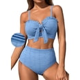 thumbnail image 1 of DOKOTOO Bikini Sets for Women High Waisted Seashell Textured 2 Piece Swimsuits Knotted Front Bathing Suits, 1 of 10