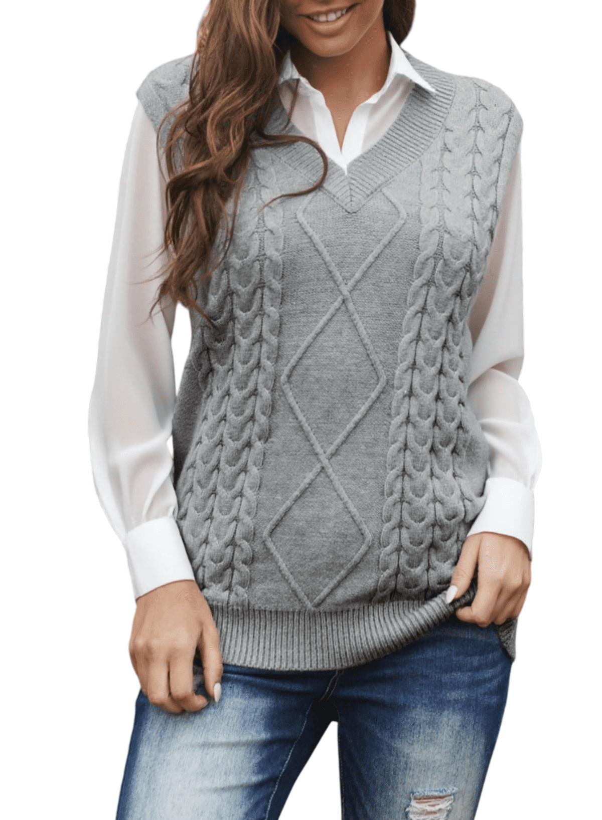 V Neck Knit Sweater Vest Plus Size Tank Top