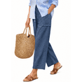 thumbnail image 1 of DOKOTOO Womens Casual Elastic Waist Drawstring Pants Lightweight Lace Straight Leg Pants Trousers with Pockets, 1 of 6