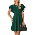 thumbnail image 1 of DOKOTOO Women's Ruffle Sleeve Cocktail Dress - Spring Summer High Waist Crewneck Flowy A Line Mini, 1 of 10