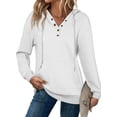 thumbnail image 1 of DOKOTOO Pullover Hoodies for Woman Drop Shoulder Hooded Sweatshirts Casual Buttoned Pullover Tops White L US12-14, 1 of 9