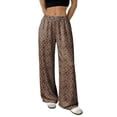 thumbnail image 1 of DOKOTOO Womens Leopard Print Pants Casual Elastic Waist Wide Leg Pants Loose Lounge Trousers with Pockets, 1 of 9