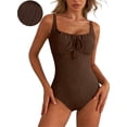 thumbnail image 1 of DOKOTOO Womens One Piece Swimsuit Textured Tie Knot Keyhole Tummy Control Adjustable Straps Removable Pad Swimsuits, 1 of 11