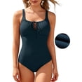 thumbnail image 1 of DOKOTOO Womens One Piece Swimsuit Textured Tummy Control Keyhole Removable Pad Adjustable Straps Stretch Swim Suits, 1 of 11