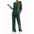 thumbnail image 1 of DOKOTOO Two Piece Lounge Sets for Woman Fall Loungewear Outfits Ribbed Knit Outfits Classis Sleepwear Green L(US12-14), 1 of 10