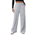 thumbnail image 1 of DOKOTOO Womens Ribbed Knit Pants Casual Drawstring Waisted Wide Leg Sweatpants Comfy Loose Lounge Pants with Pockets, 1 of 9