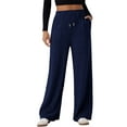 thumbnail image 1 of DOKOTOO Womens Ribbed Knit Pants Casual Drawstring Waisted Wide Leg Sweatpants Comfy Loose Lounge Pants with Pockets, 1 of 9