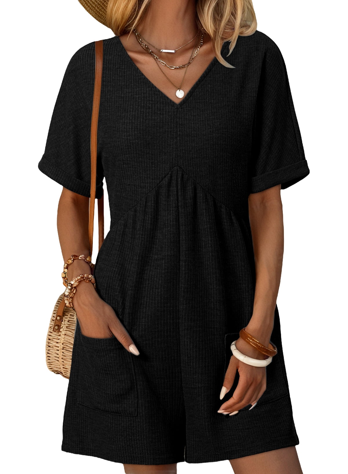 DOKOTOO, Womens Rompers with Pockets, M US8-10, Black - Walmart.com