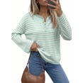 thumbnail image 1 of DOKOTOO Sweaters for Women Casual Striped Sweater Long Sleeve Crew Neck Knit Pullover Lightweight Soft Sweater Tops S-2XL, 1 of 8