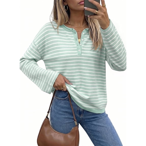 DOKOTOO Sweaters for Women Casual Striped Sweater Long Sleeve Crew Neck Knit Pullover Lightweight Soft Sweater Tops S-2XL