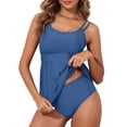 thumbnail image 1 of DOKOTOO Womens Tankini Bathing Suit 2 Piece Scallop Trim Tankini Top with Bottom Tummy Control Womens Swimsuits Bright Blue S US4-6, 1 of 8