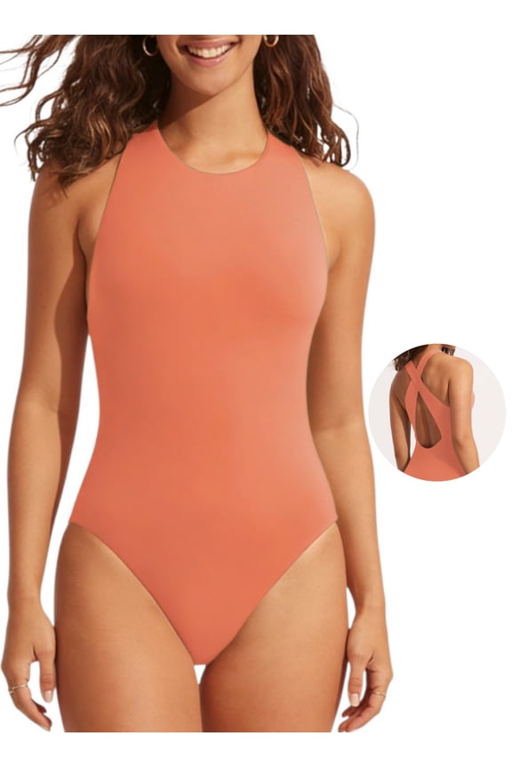 Womens Tummy Control Monokini Swimwear Slimming Ladies Swimsuits Removable Padded Swimming Suits Athletic Bathing Suit