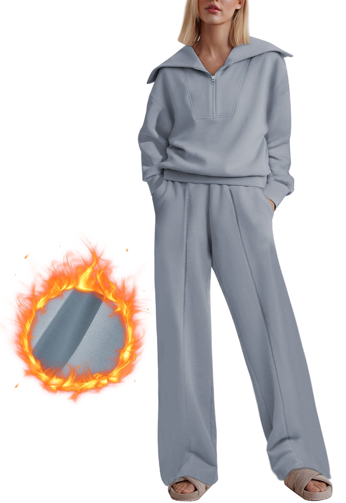 DOKOTOO Sweatsuit Sets for Women 2 Piece Lounge Set Half Zip Sweatshirt ...