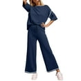 thumbnail image 1 of DOKOTOO 2 Piece Outfits for Women Lounge Sets Half Sleeve Knit Sweater Tops Matching Set Wide Leg Pants Tracksuit L, 1 of 7