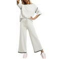 thumbnail image 1 of DOKOTOO 2 Piece Outfits for Women Lounge Sets Half Sleeve Knit Sweater Tops Matching Set Wide Leg Pants Tracksuit L, 1 of 7