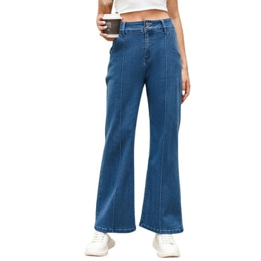 DOKOTOO Womens Wide Leg Jeans Casual High Waisted Stretch Baggy Loose Denim Pants
