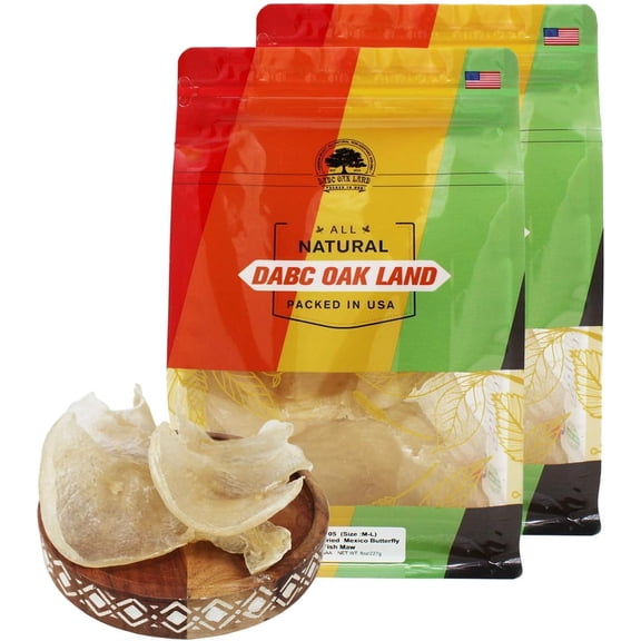 DABC OAK LAND Fish Glue,Rich in Collagen Dried Seafood Fish Maw Roll Natural Sun Dried Large 1lb bag
