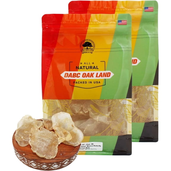 DABC OAK LAND Fish Glue,Rich in Collagen Dried Seafood Fish Maw Roll Natural Sun Dried Medium 1lb bag
