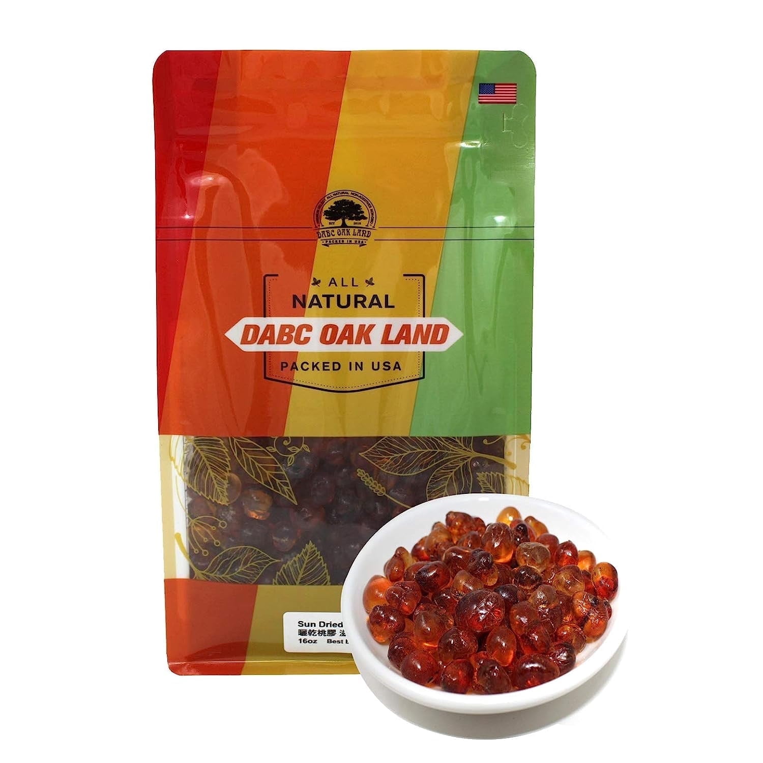 DABC OAK LAND 1LB Wild Peach Gum, All Natural Edible Peach Blossom, Tears Tao Jiao Peachs Resin, Boosting Resin for Skin  Healthfor Dessert, Drink, Soup, Tea, 16OZ Bag