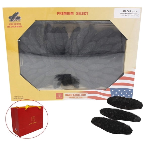 DOL Sun Dried Wild Caught Sea Cucumber,Black Pin Small-All Natural Nutritious 80~100pcs 16OZ