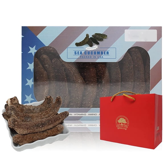 DABC OAK LAND Alaska Red Sea Cucumber - 35-55pcs 3-4 Years Natural Sun Red Sea Cucumber Grade AAAA Nutritious Rich In Protein, Vitamins and Minerals Gift Box-1 Pound