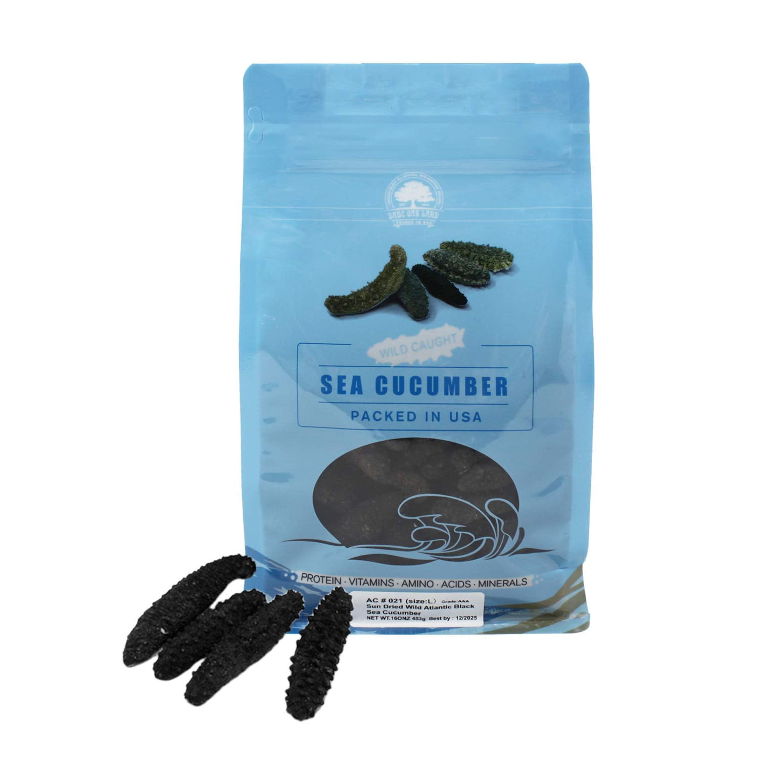 DOL Wild Caught,Sun Dried Atlantic Black Pin Sea Cucumber All Natural