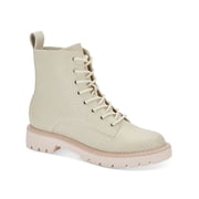 DOLCE VITA Womens Beige 1 Platform Lace-Up Front Heel Pull-Tab Lug Sole Padded Piker Round Toe Block Heel Zip-Up Combat Boots 7.5