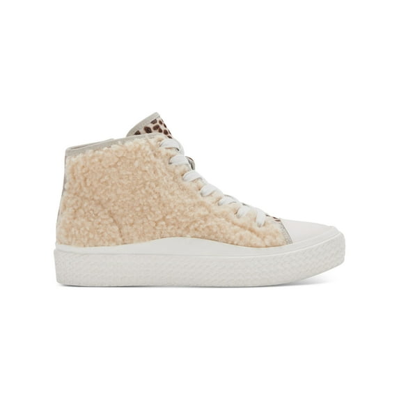 DOLCE VITA Womens Beige Leopard Print Comfort Lace Veola Round Toe Platform Zip-Up Athletic Sneakers Shoes 8 M