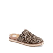 DOLCE VITA Womens Beige Leopard Print D-Rings Crochet Breathable Verna Square Toe Wedge Slip On Leather Mules 8
