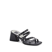 DOLCE VITA Womens Black Asymmetrical Studded Marie Square Toe Block Heel Slip On Heeled Sandal 8.5