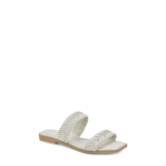 DOLCE VITA Womens Ivory Woven Padded Inya Square Toe Slip On Slide Sandals Shoes 8