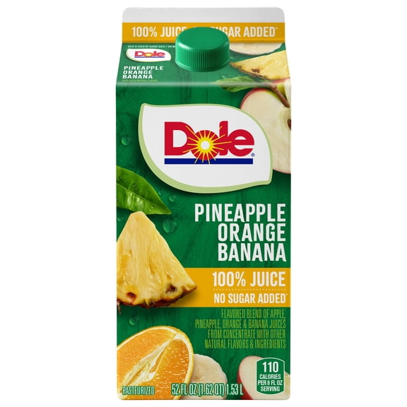 Dole 100% Pineapple Orange Banana Juice Blend, 52 fl oz carton
